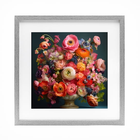 Stupell Industries Bohemian Harmonious Mixed Peonies Gray Framed Print Under Glass, 16 x 16, by Lazar Studio