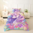thumbnail image 2 of Erosebridal Watercolor Ink Graffiti Twin Bedding,Cartoon Unicorn Colorful Flowers Duvet Cover Set For Kids Girls,Reversible Pink 2-Piece,No Comforter, 2 of 6