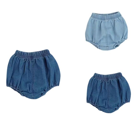 Kureaily Girls Denim Shorts Summer Baby Toddler Cargo Pocket Pants Casual Outfit ,Baggy Wide Leg Casual ShortsSize 12-18 Months ,Blue