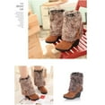 thumbnail image 4 of Fesfesfes Tall Boots For Women Slip-on Thick Wedge Heels High Heels Solid Color Winter Warm Knee High Round Toe Thick Fleece Snow 43(US:9.5), 4 of 7