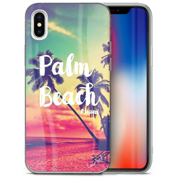Case Yard iPhone-X Case Clear Soft & Flexible TPU Ultra Low Profile Slim Fit Thin Shockproof Transparent Bumper Protective Cover Drop Protective Cell Phone Cases (Palm Beach)