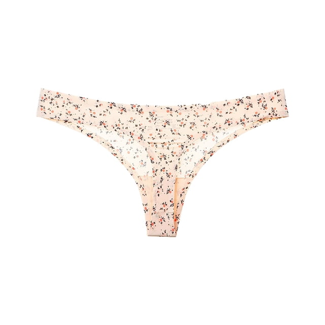 Gibobby Ropa interior de encaje sexy Bragas de seda de hielo de tiro bajo sin costuras para mujer Ropa interior sexy de color sólido(Beige,M)