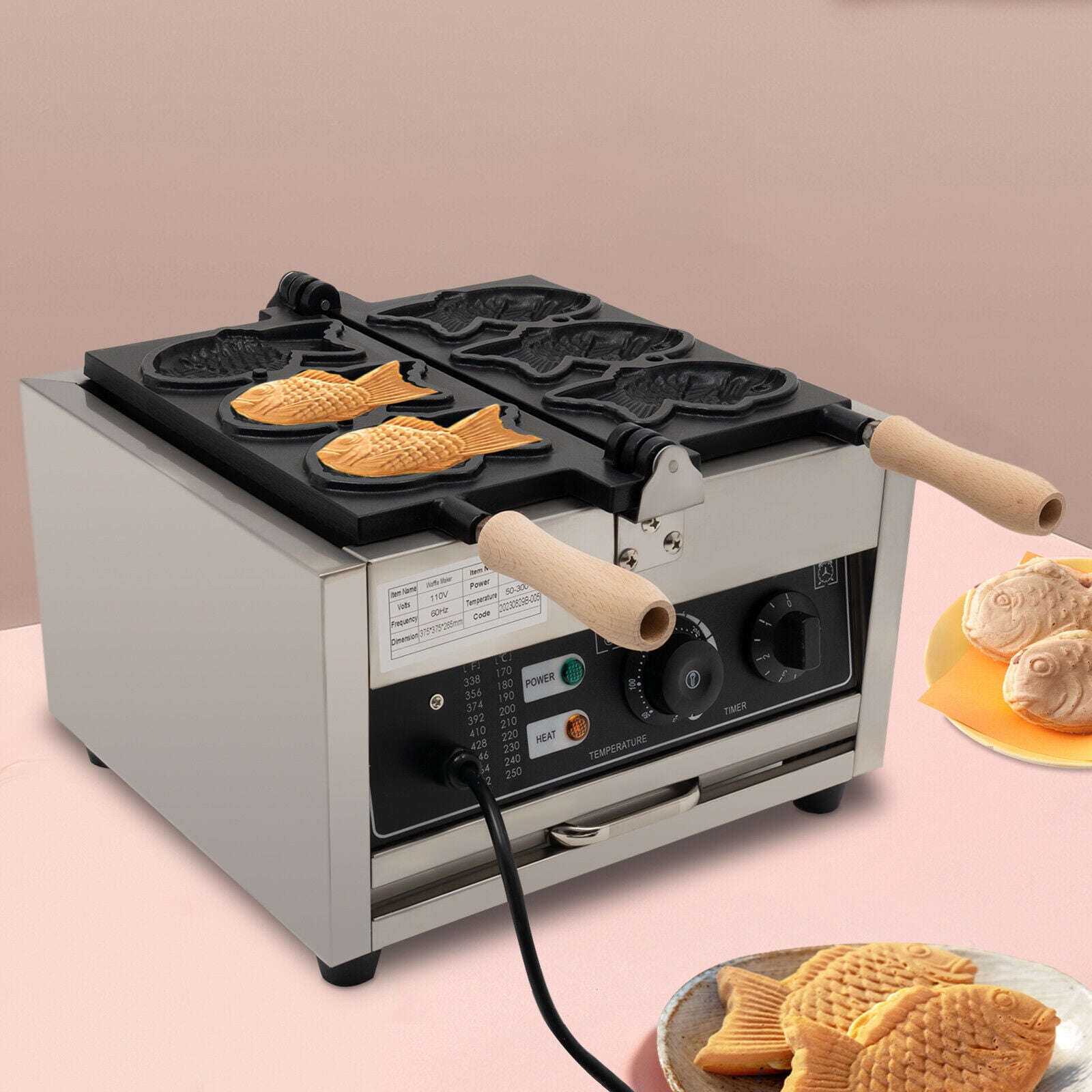 Commercial Taiyaki Maker 3 Well Non-stick Electric Taiyaki Baker Waffle Machine for Fast Food Restaurants
