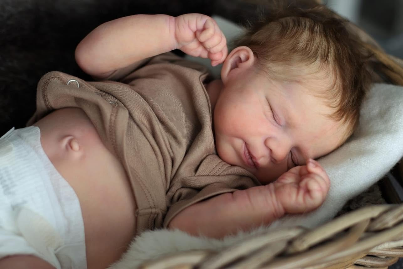 Reborn Baby Boy Dolls 19 Inch Realistic Sleeping Newborn Baby Silicone Full Body Look Real Weighted Bebe Doll Anatomically Correct Real Feel Babies Doll Toys