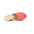 thumbnail image 4 of BLISSFUL STEP Women's Shoes Chunky Platform Open Toe Slides Block Heel Sandals Coral Orange 9, 4 of 7