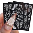 thumbnail image 2 of French Nail Art Sticker Decals 5D Embossed French Pattern Roses White Nail Art Accessories Self-Adhesive Nail Art Supplies Decoration Retro Classic Ac, 2 of 4