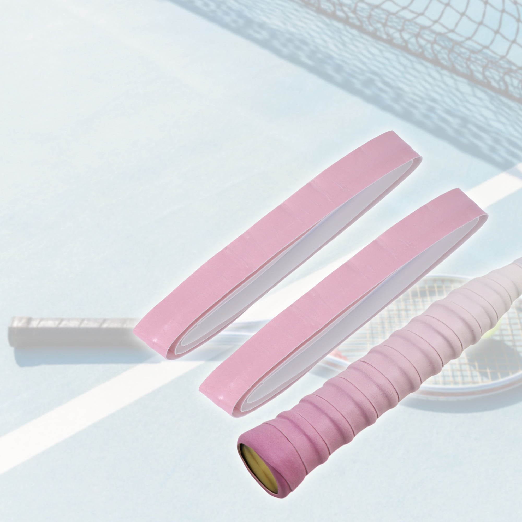 Unique Bargains 2 Pcs Tennis Racket Grip Tape Dry Overgrip Tape Gradient Pink