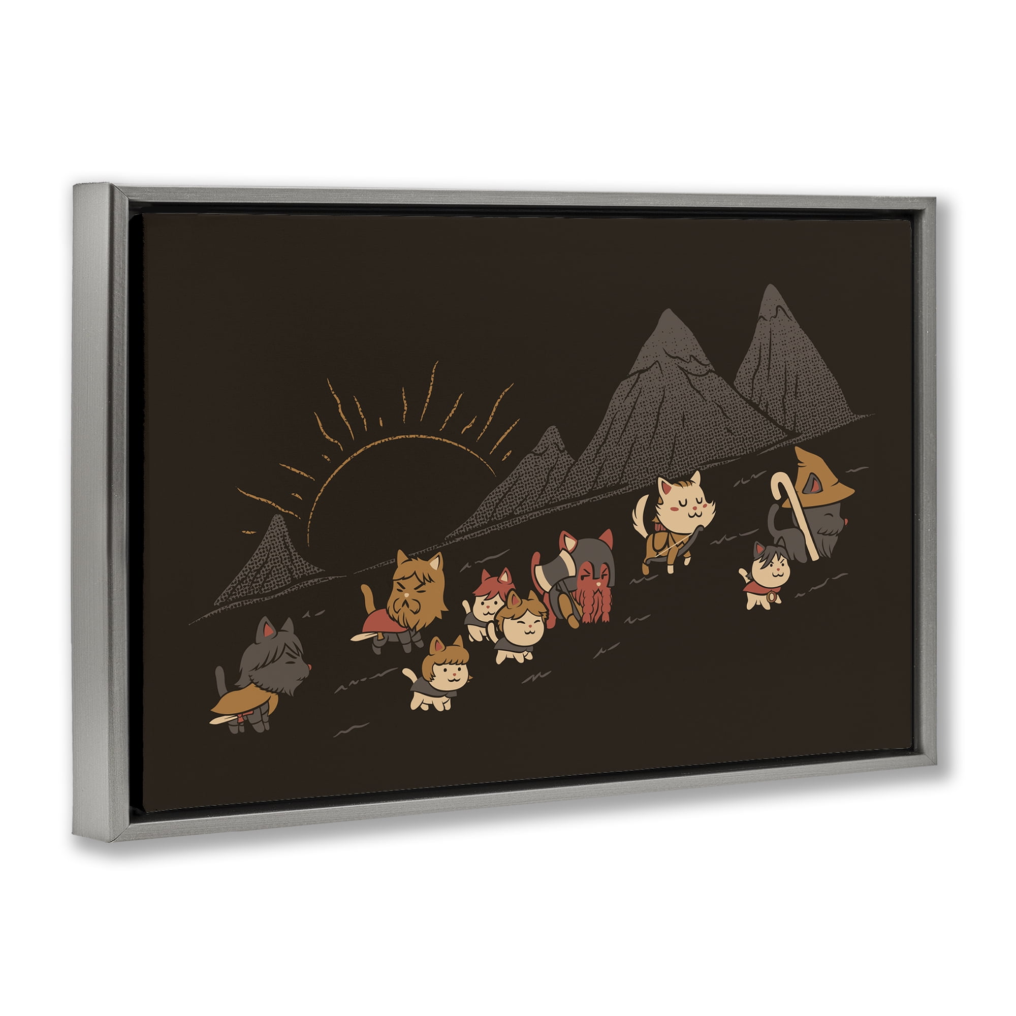 Stupell Industries Iconic Furrowship Of Ring Cats Gray Framed Floater Canvas Wall Art, design by Tobe Fonseca