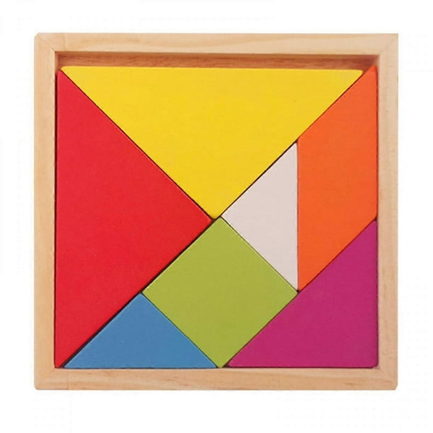Tangram Pattern Puzzle Set, Wooden Puzzle Blocks Colorful Tangram Sorting, Tangram Puzzle for Kids