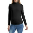 thumbnail image 5 of Hrsba Womens Plus Size Pullover Tops , Women's Long Sleeve Tops Fall Tops for Women Solid Color High Collar Side Ruffle Maternity Top Loose Stretchy Pullover Base Layer, 5 of 5