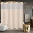 thumbnail image 5 of No Hook Beige Pure Color Shower Curtain with Snap in Liner Set, Aesthetics Contemporary Modern Waterproof Fabric Bathroom Curtains with See Through Top Window, Hotel Style Long 72 x 78 Inch, 5 of 9