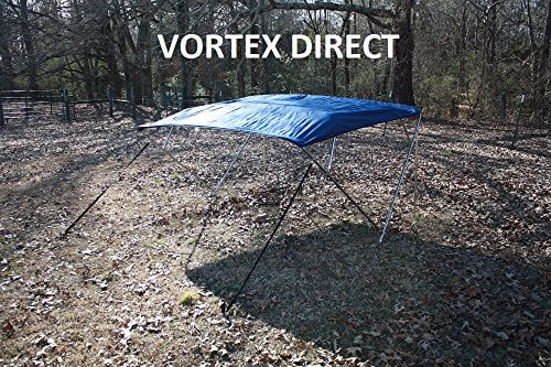 New NAVY BLUE STAINLESS STEEL FRAME VORTEX 4 BOW PONTOON DECK BOAT BIMINI TOP 12' LONG, 97-103" WIDE (FAST SHIPPING... by VORTEX DIRECT