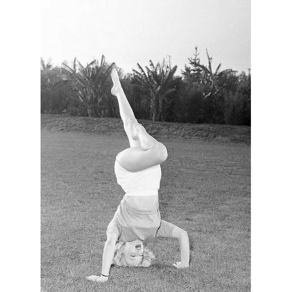 Marilyn Monroe 8x10 photo doing head stand