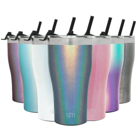 Simple Modern 22oz. Slim Cruiser Tumbler with Straw & Closing Lid Travel Mug - Gift Double Wall Vacuum Insulated - 18/8 Stainless Steel Water Bottle Shimmer: Blue Moonstone