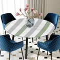 thumbnail image 3 of Sage Green Grey Stripe Round Fitted Tablecloth with Elastic Edge, Waterproof Table Cloth Table Cover for 45"-54" Tables, Modern Farmhouse Vertical Striped Tablecloths for Dining Picnic Indoor Outdoor, 3 of 9