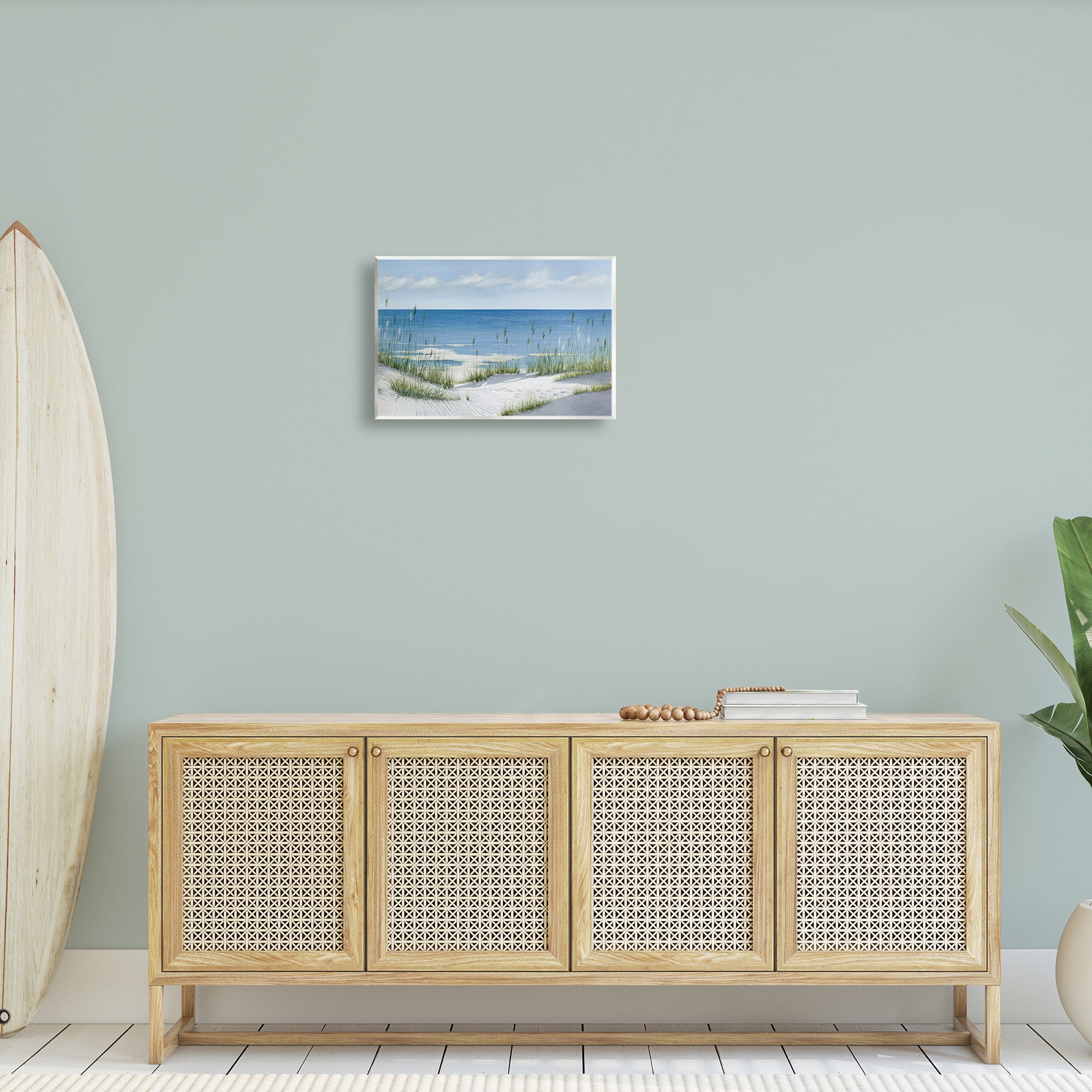 Stupell Industries Beach with White Sand Landscape Painting Unframed Art Print Wall Art, 19 x 13