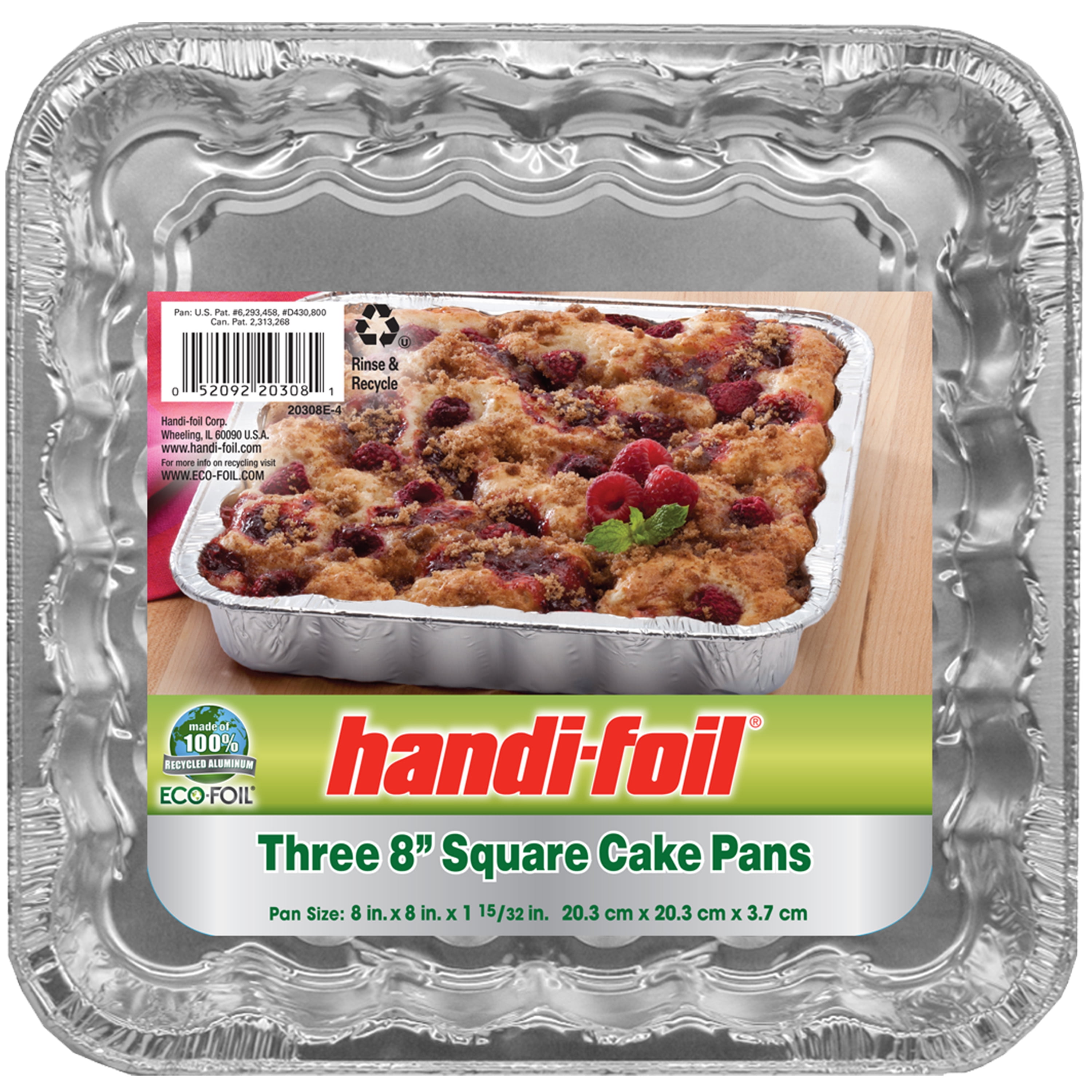 HandiFoil 8" Square Cake Pan, 3 Piece