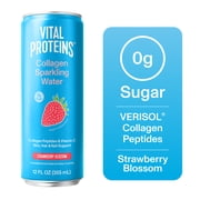 (6 pack) Vital Proteins Collagen Sparkling Water Strawberry Blossom, VERISOL® Collagen Peptides + Vitamin C, 0g Sugar, Liquid Skin Support Drink, 12 FL OZ Can