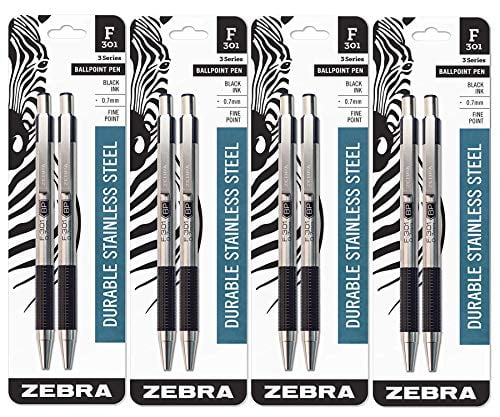 1.6mm Black Bold Point Zebra F-Series Ballpoint Stainless Steel Pen Refill 