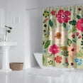 thumbnail image 2 of Boho Floral Shower Curtain 72x72 Inches - Tropical Leaves, Vintage Botanical Print, Waterproof Fabric for Chic Bathroom Decor, Modern Farmhouse & Bohemian Style, 2 of 5