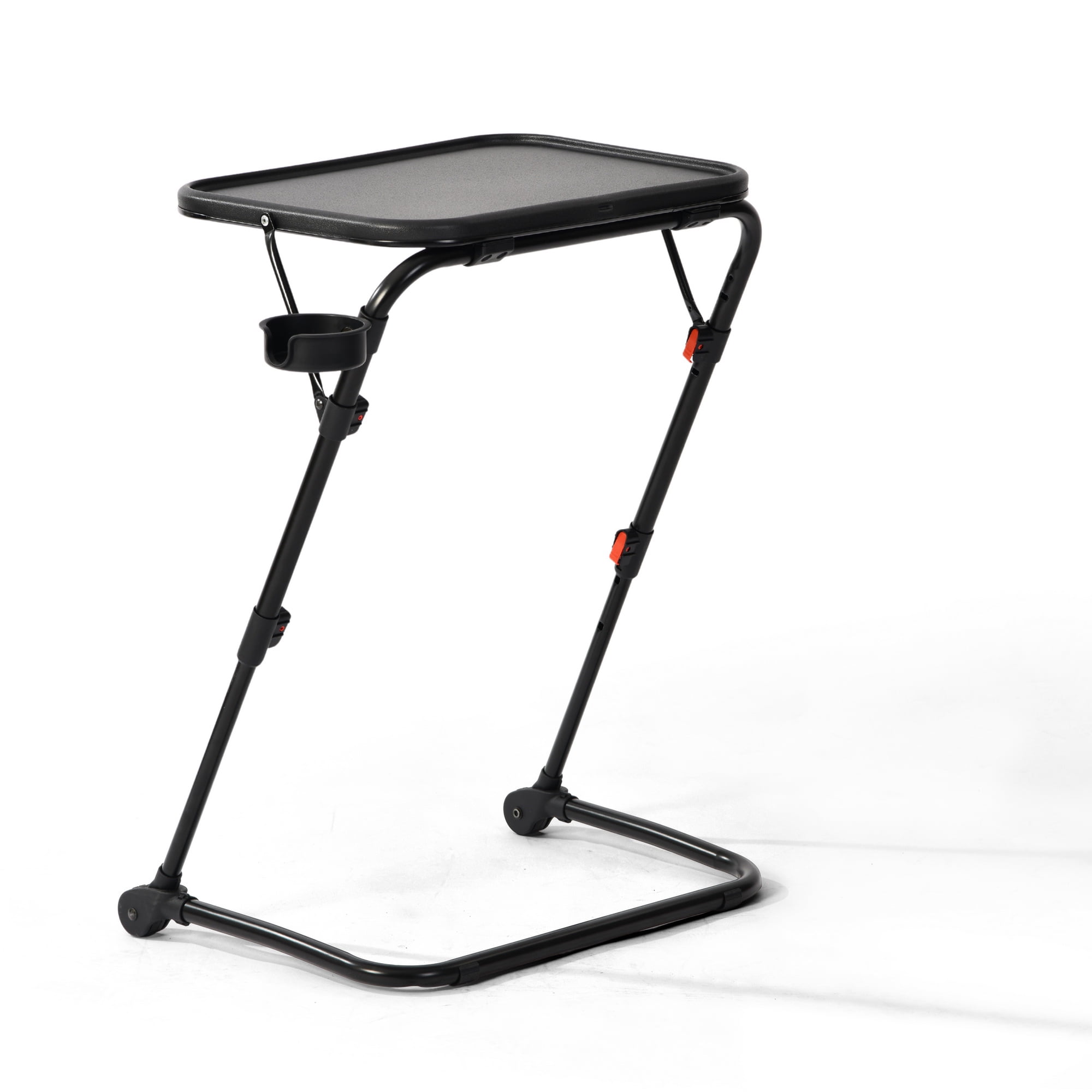 Adjustable Folding TV Tray Table with Cup Holder, 4 Heights & 3 Angles Portable Laptop Bed Desk, Z-Shaped Frame for Sofa Bedroom Holiday Use & Gift