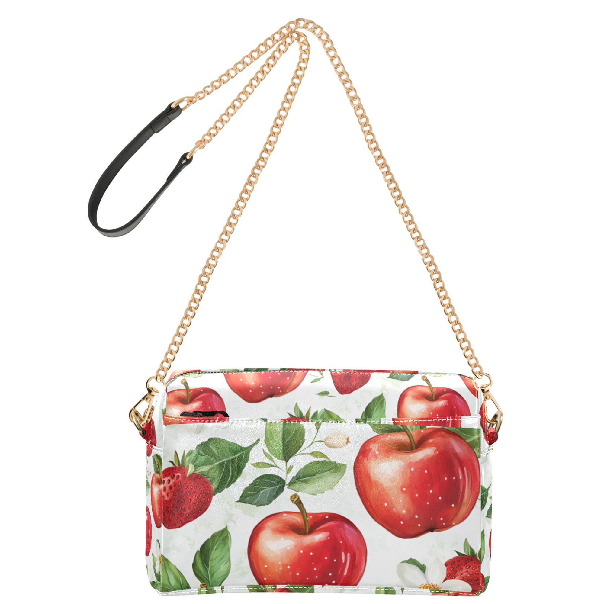 FORMRS Women Crossbody Purse with Chain Strap Vegan Leather Shoulder Handbag, Apple Pattern