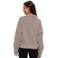 thumbnail image 2 of Women Quarter Zip Pullover Long SleeveHalf Zip Pullover Casual Stand Collar Cropped Sweatshirts with Pockets, 2 of 6