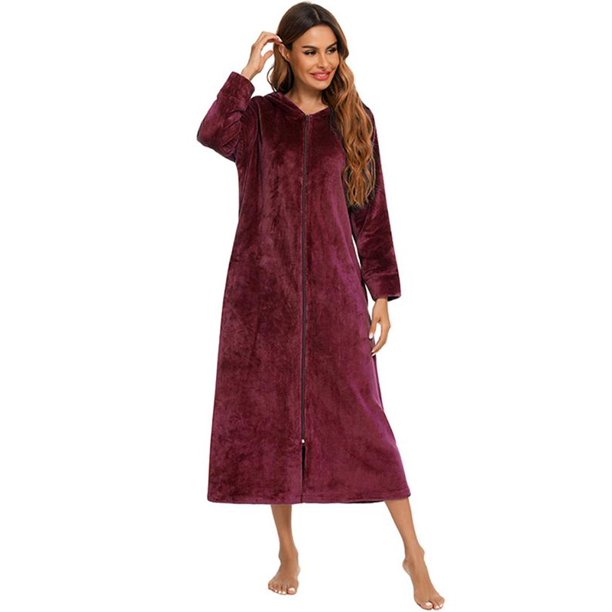 SUPERHOMUSE Womens Fleece Warm Robe,Cozy Fluffy Long Bathrobe,Plush