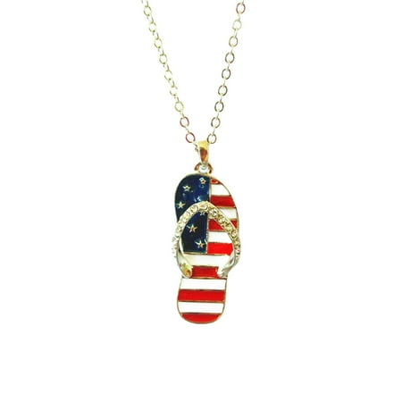 

American Flag Slipper Necklace Creative Women Neck Pendant Fashion Hanging Decor