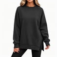 thumbnail image 2 of Enjoytime Womens Sweatshirt Crew Neck Side Split Pullover Tops Fall Winter Casual Plus Size Long Sleeve Sweatshirts, 2 of 8