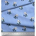 thumbnail image 3 of Soimoi Blue Cotton Voile Fabric Panda & Stripe Print Sewing Fabric Yard 42 Inch Wide, 3 of 3