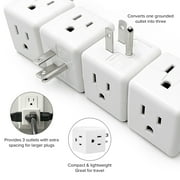 Maxxima 3 Outlet Cube Adapter Wall Plug - Grounded Electrical Wall Tap Outlet Splitter, Multi-Plug Extender for Extra Space, Convenient for Travel - 4 Pack
