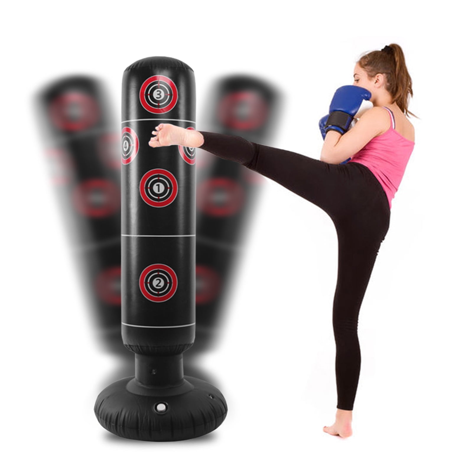 Adult Inflatable Punching Bag Strength Training Stand Boxing Workout  Fitness US 