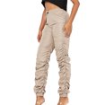 thumbnail image 2 of A2Y Women's Solid Sporty Style Ruched Adjustable Drawstring Jogger Pants Khaki S, 2 of 3