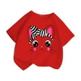thumbnail image 3 of Toddler Shirts Kid Outerwear Graphic Round Neck Short Sleeve Tee Summer Casual Girls' Tops, Tees Red 7 Years-8 Years, 3 of 5