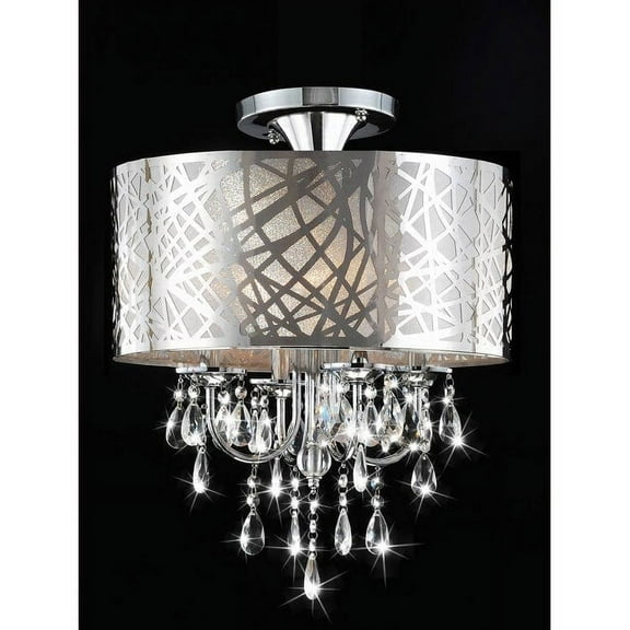 ChandelierCrystalLights Chrome and Crystal 4-light Flushmount Chandelier