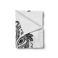 thumbnail image 2 of Fox Soft Flannel Fleece Throw Blanket, Ornamental Fox Face with Tree Leaves Oval Shapes Dots Floral Curves Art Print, Cozy Plush for Indoor and Outdoor Use, 50" x 60", Grey Black White, by Ambesonne, 2 of 6