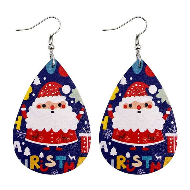 Pendientes para mujer, regalos para mujer, pendientes navideños de piel sintética, pendientes colgantes con forma de lágrima, pendientes de animales.