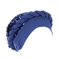 thumbnail image 3 of SPRING PARK Chemo Cancer Head Hat Cap Ethnic Shiny Sequins Twisted Braid Hair Cover Wrap Turban Headwear, 3 of 6