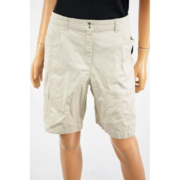 Karen Scott Women's Stretch Gray Mid Rise Tie-Hem Bermuda Shorts 14
