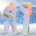 thumbnail image 7 of Hat Scarf Glove Set for Kids Boys Girls Winter Beanies with Pompom Knitted Scarf Thermal Gloves Outdoor Warm Accessories, 7 of 7