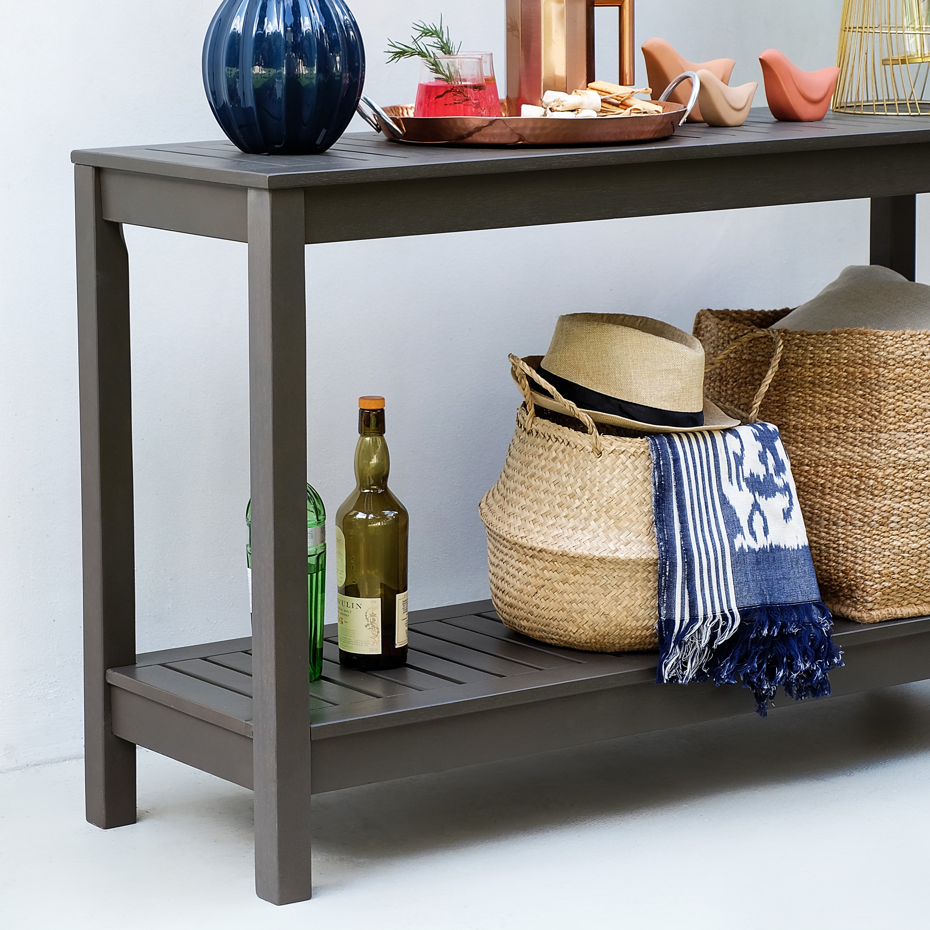 Cambridge Casual Sailendra Collection Wood Outdoor Console Table, Dark Gray