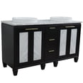 thumbnail image 5 of Trento 61" Double Round Sink Solid Wood Vanity in Blue/White Carrara, 5 of 13