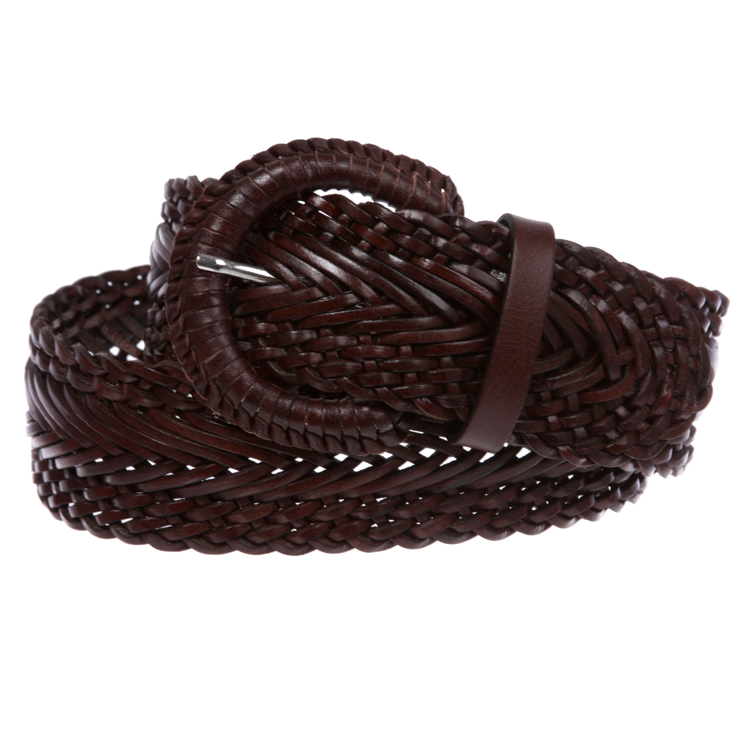 Women's 2" Wide Braided Woven Round Leather Belt