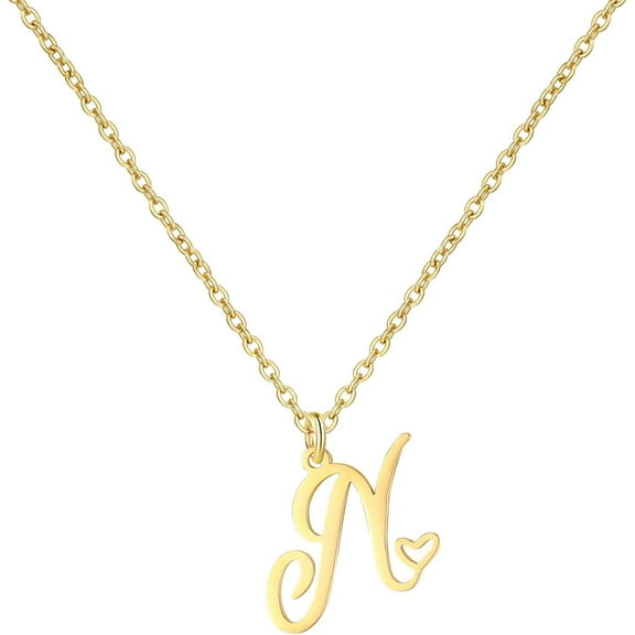 Gold Heart Initial Necklaces For Women, Minimalist Initial Heart Necklaces For Her, Dainty Alphabet Letter Pendant Necklaces Gift Jewelry[o568]