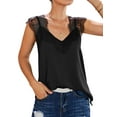 thumbnail image 4 of Women Crochet Lace Spliced Sleeveless Vest V Neck Cami Tops, 4 of 5
