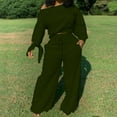 thumbnail image 2 of RYRJJ Casual 2 Piece Outfits for Women Off One Shoulder Long Sleeve Sweatsuit Jogging Long Pants Sets Tracksuit with Pockets(Army Green,3XL), 2 of 4