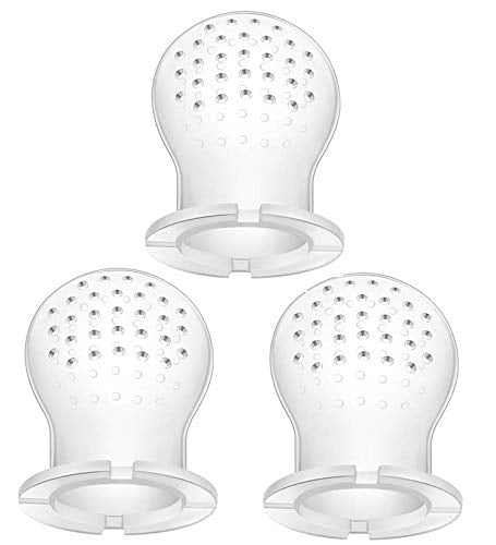 Replacement Nibblers for Baby Pacifier Food and Fruit Feeder, Silicone Teether, Large Size for Baby Toddler 9-12+ Months Old - 3 Pack