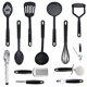 thumbnail image 1 of Utensilios de cocina de calidad alimentaria, juego de utensilios de cocina de nailon resistente al calor negro LingWen 8390612178566, 1 of 1