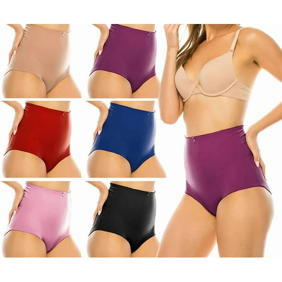 Women's Hi-Waist Smooth Microfiber Stretch Shaping Briefs 12 Pack (S)